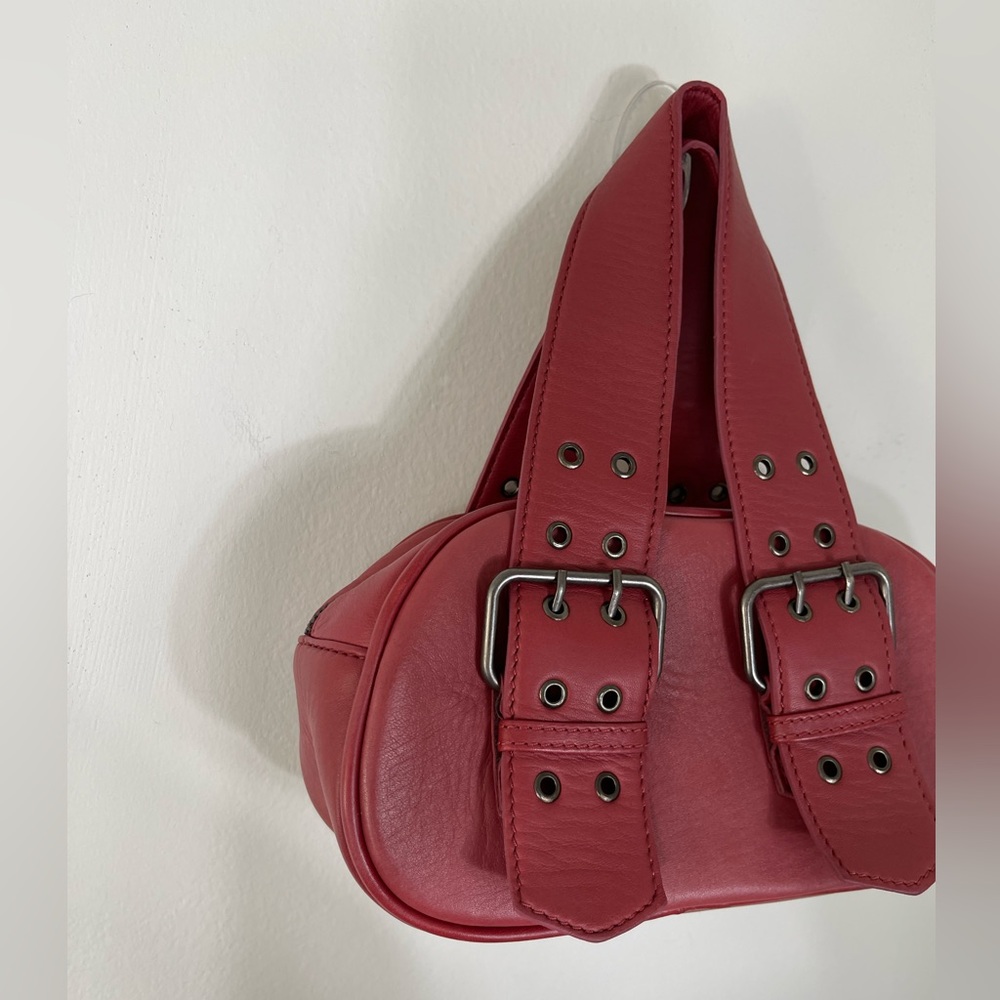 The Free People Elegant Red Leather Handbag Say Yes Bag NWOT - Picture 3 of 14